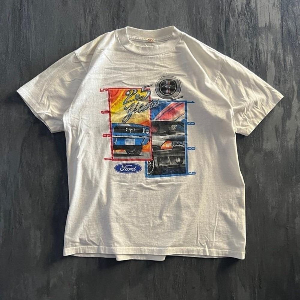 Vintage Ford Mustang Shirt Mens Large White 1980s